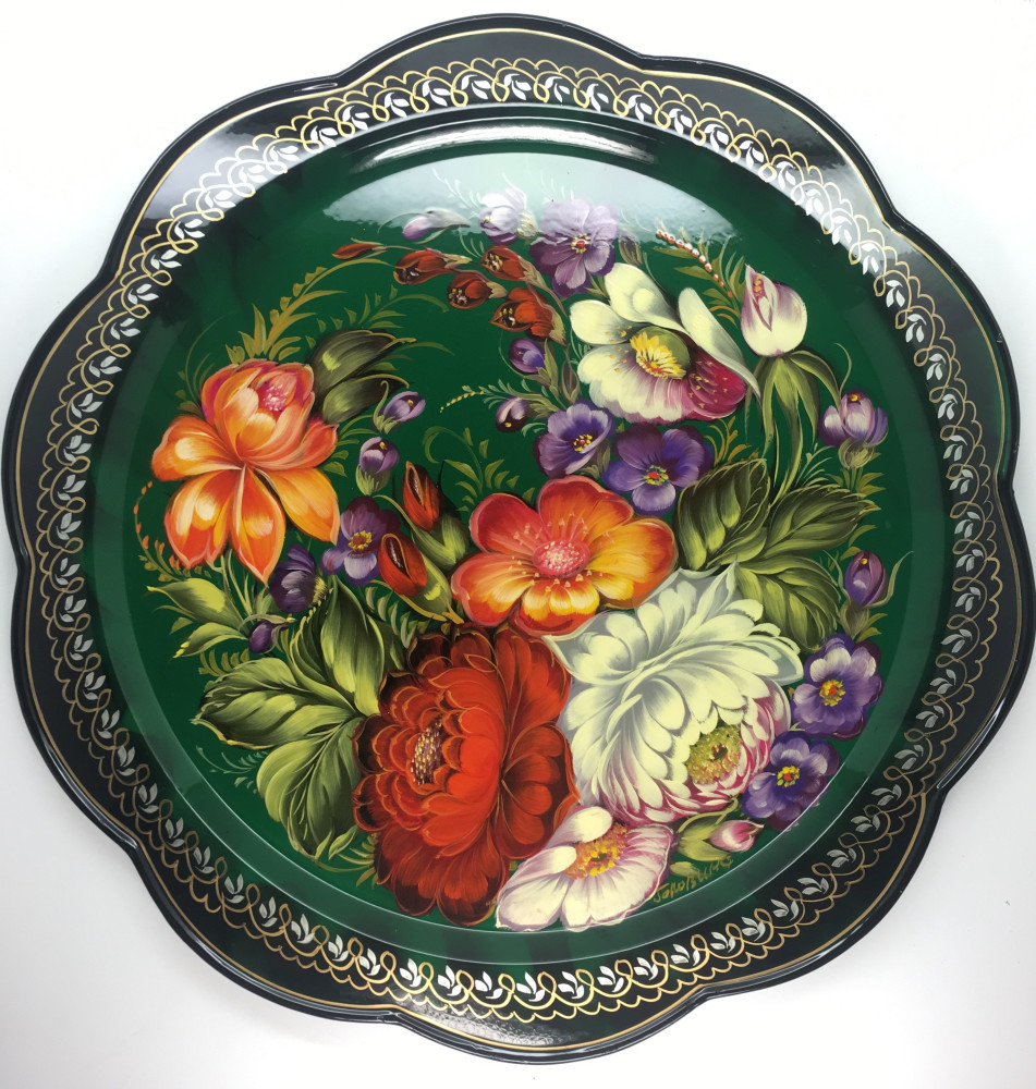 Zhostovo Hand Painted Metal Tray