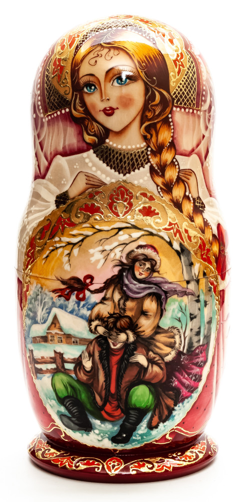 220mm Russian Fairytale hand painted Matryoshka round Doll 5pcs (by Skazka)
