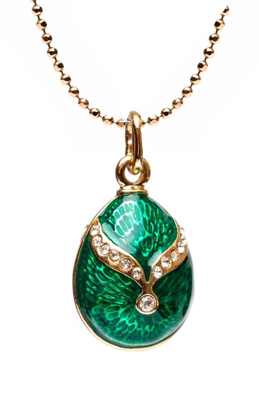 Gold Bow on Green Egg Pendant