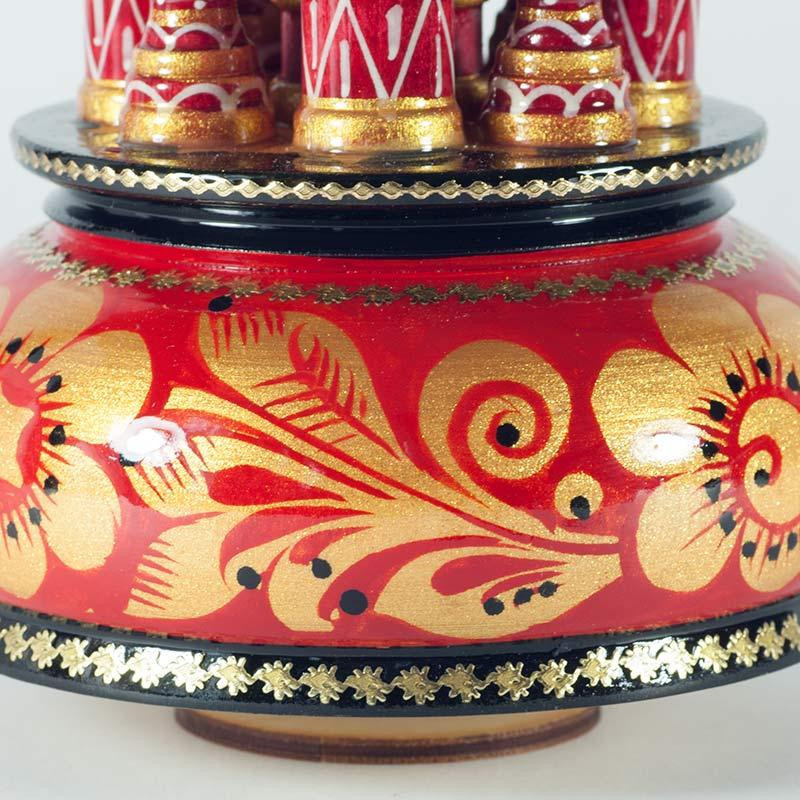 230 mm Saint Basil's Cathedral Khokhloma Art hand painted Wooden Music Box (by Nightingale Crafts)