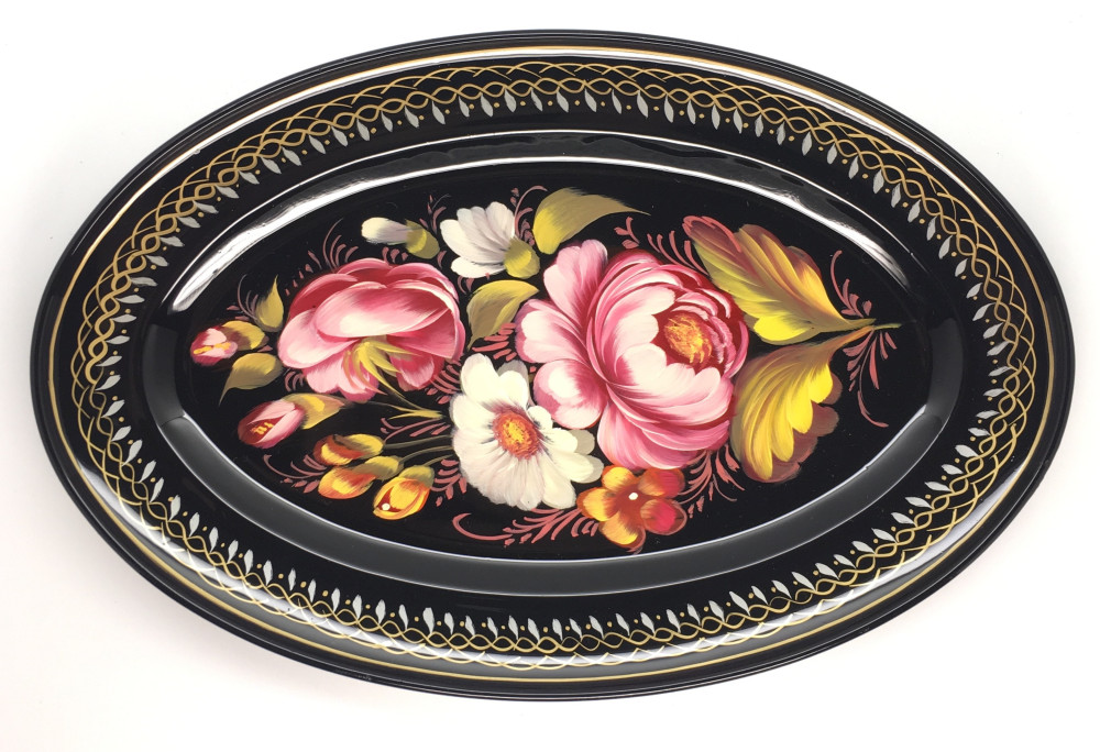 Zhostovo Hand Painted Metal Tray