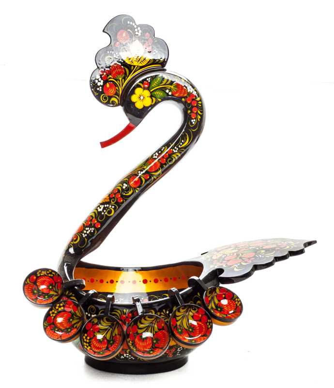 200x340 mm Duck Khokhloma hand painted wooden Ladle for Wine with small Ladles