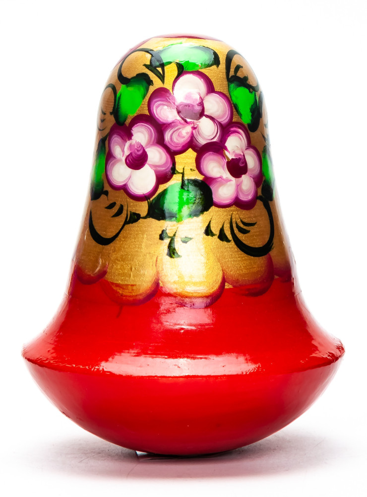 100mm Russian Doll with handpainted Flowers Roly-poly Toy