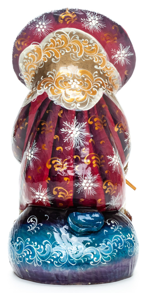 280 mm Santa Claus sitting on Gift Bag Carved Wood Hand Painted Collectible Figurine  (by Igor Carved Wooden Figures Studio)