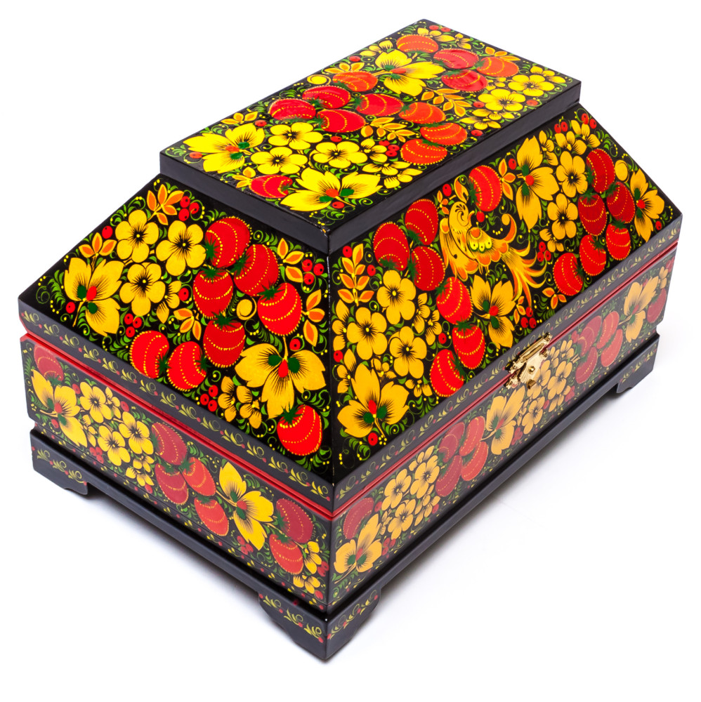 230x155 mm Khokhloma Painting Jewellery Music Wooden Box