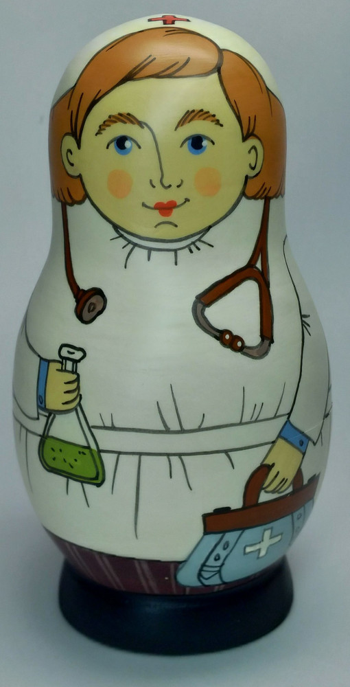 Shop Exclusive Nesting Dolls 125 mm Doctor hand painted Traditional Russian Wooden Matryoshka doll 5 pcs (by Igor Malyutin) online at Skazka.site | Eligible for fast shipping and free returns. 125 mm Doctor hand painted Traditional Russian Wooden Matryoshka doll 5 pcs (by Igor Malyutin)