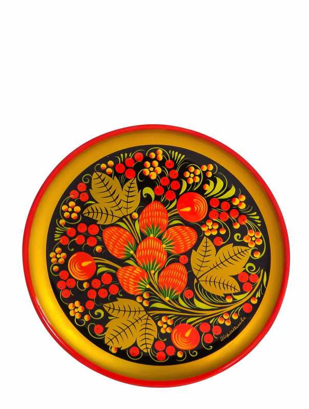 150x15 Strawberries hand Painted Wooden Wall Tray (by Golden Khokhloma)