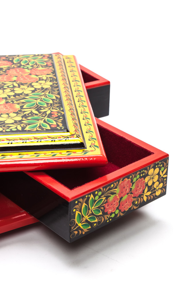 230x230 mm Khokhloma Painting Jewellery Wooden Box
