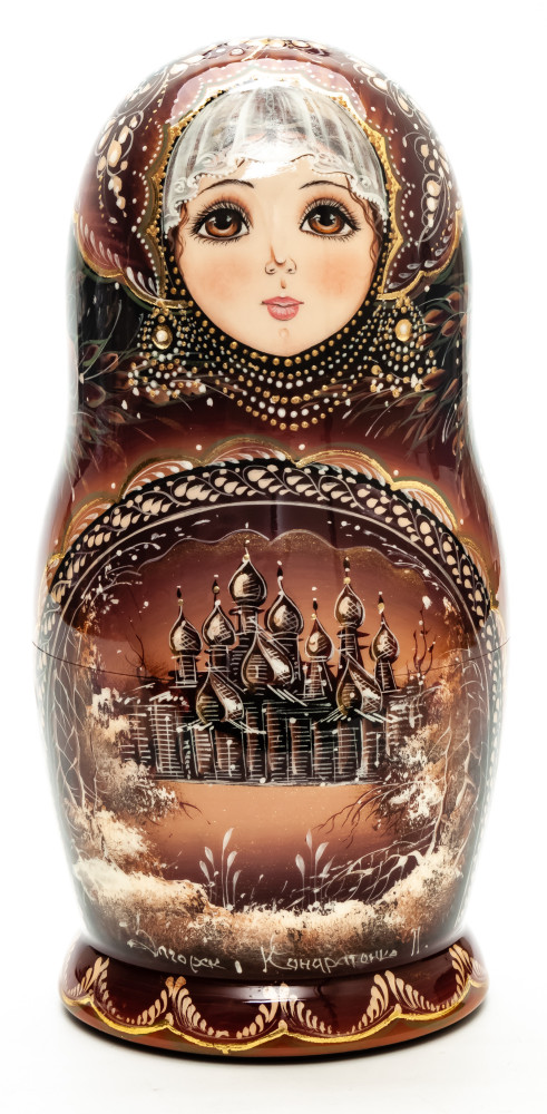200 mm The Churches of Kizhi hand painted Matryoshka round Doll 5 pcs (by A Studio)