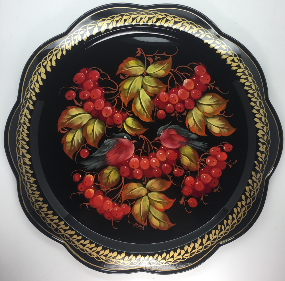 Zhostovo Hand Painted Metal Tray