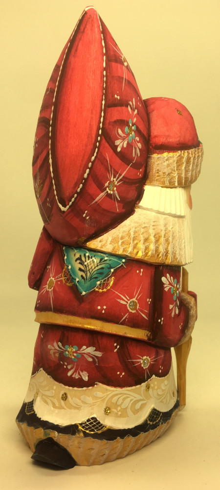 150 mm Santa Claus with a Huge Bag of Gifts Carved Wooden Figure hand-painted (by Igor Wooden Carvings Studio)