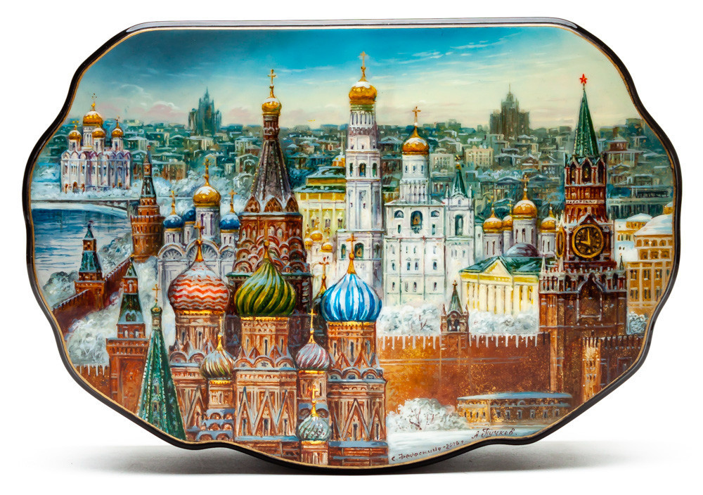 220x165mm Moscow Kremlin Hand Painted Jewellery Box (by Alexander G Studio)