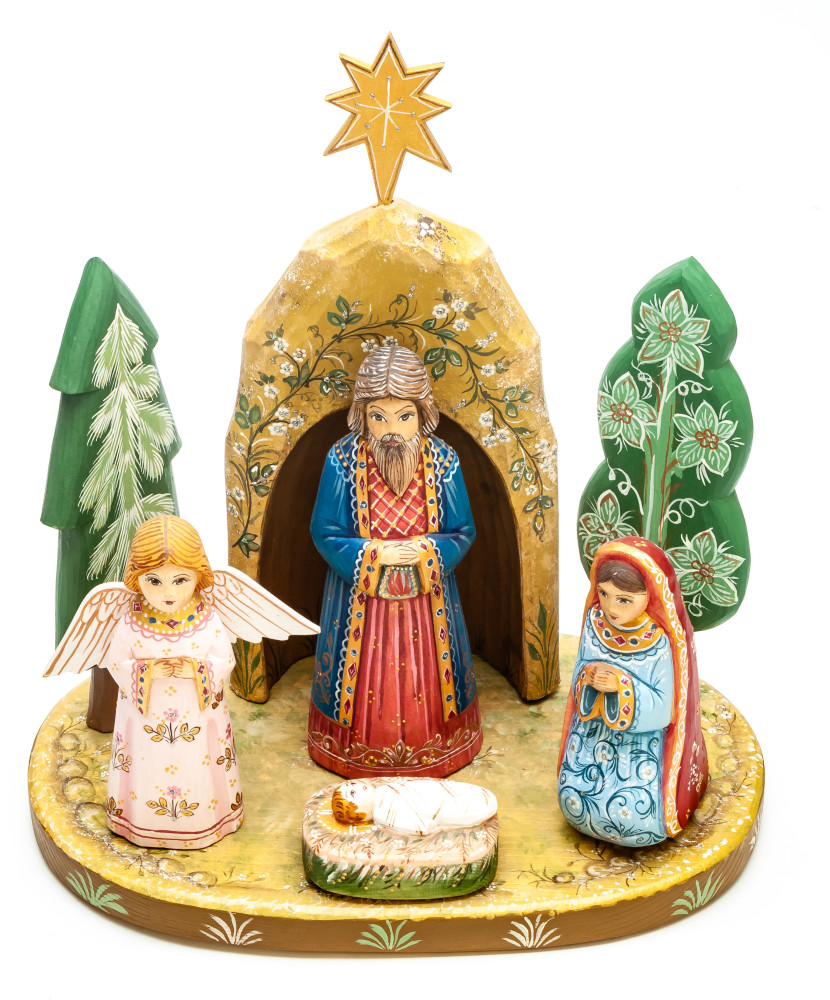 Nativity Set of 7 handpainted Carving Wooden Figures