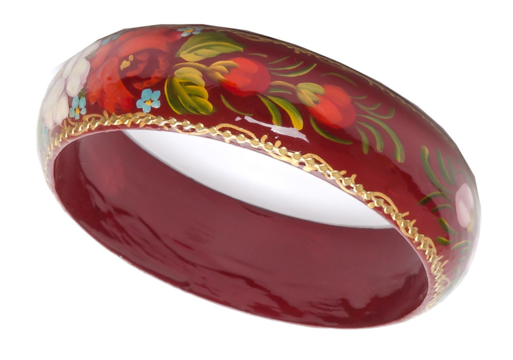 80x20 mm Zhostovo Hand Painted Bracelet (by Lada Workshop)