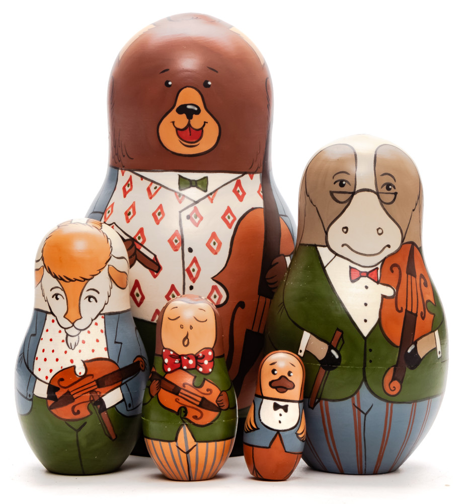 Shop Exclusive Nesting Dolls 125 mm Bear with the Violin hand painted Traditional Russian Wooden Matryoshka doll 5 pcs (by Igor Malyutin) online at Skazka.site | Eligible for fast shipping and free returns. 125 mm Bear with the Violin hand painted Traditional Russian Wooden Matryoshka doll 5 pcs (by Igor Malyutin)