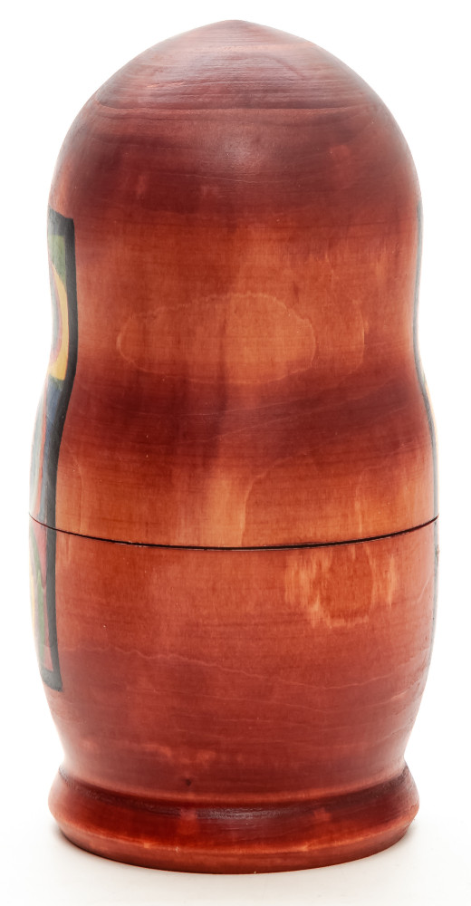 160 mm Squares with Concentric Circles by Kandinsky hand painted on wooden Matryoshka doll 5 pcs