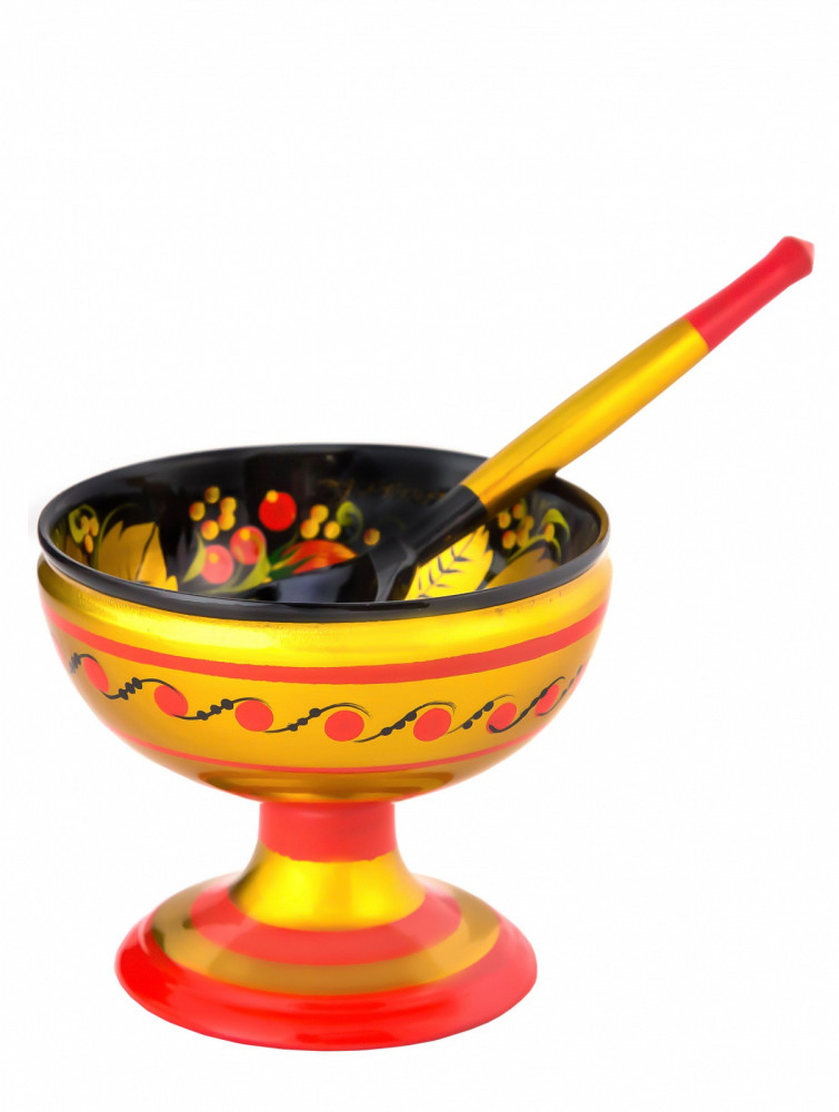 70x100 mm Khokhloma hand painted wooden Rosette with Spoon (by Golden Khokhloma)
