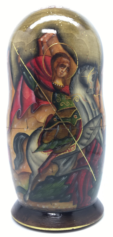 180 mm Russian Orthodox Icon hand painted and carved wooden Matryoshka doll 5 pcs (by Konstantin Studio)