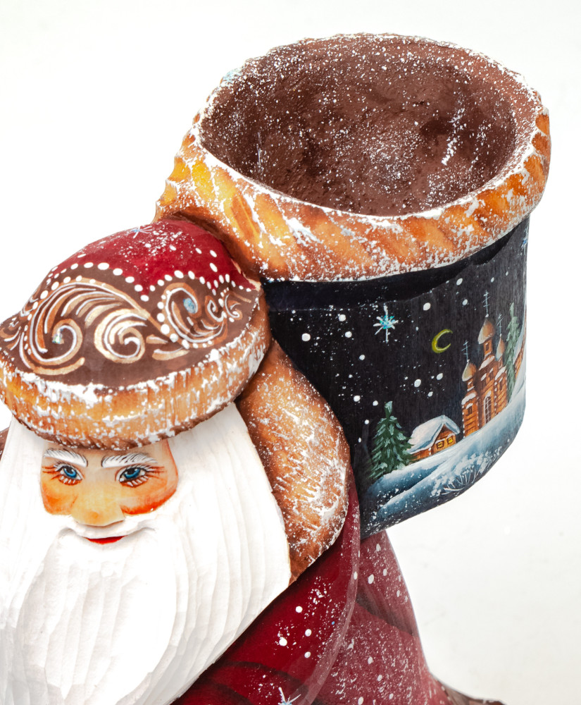 180 mm Running Santa Claus with Staff and Bag of Gifts (by Sergey Christmas Workshop)