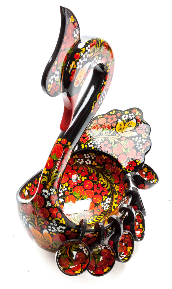 170x280 mm Duck Khokhloma hand painted wooden Ladle for Wine with small Ladles