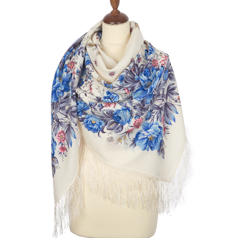 Shop Double-Thread Woolen Yarn Scarves with Silk Fringe 135x135 cm Платок «Утренний сад» online at Skazka.site | Eligible for fast shipping and free returns. Платок «Утренний сад»