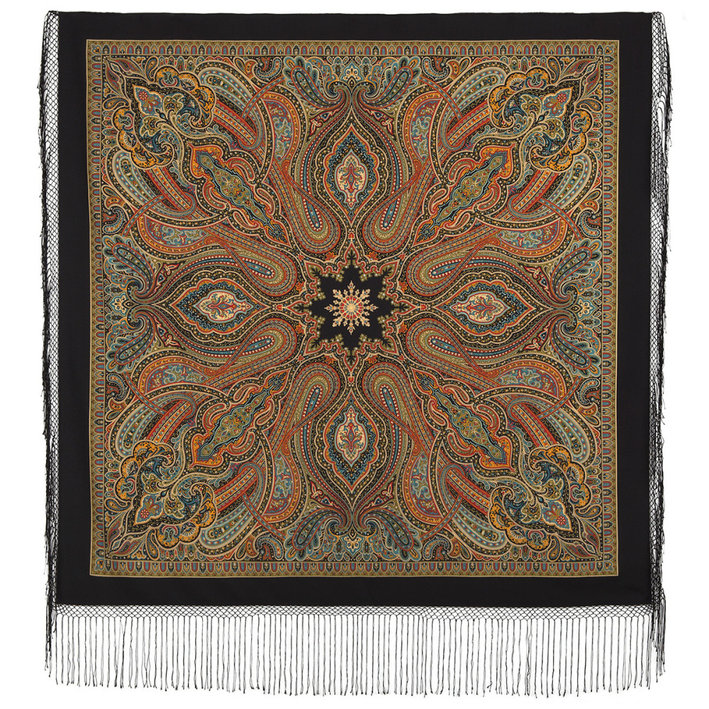 Shop Thick Woolen Fabric Shawls with Silk Fringe 148x148 cm Шаль «Таинственный вечер» online at Skazka.site | Eligible for fast shipping and free returns. Шаль «Таинственный вечер»