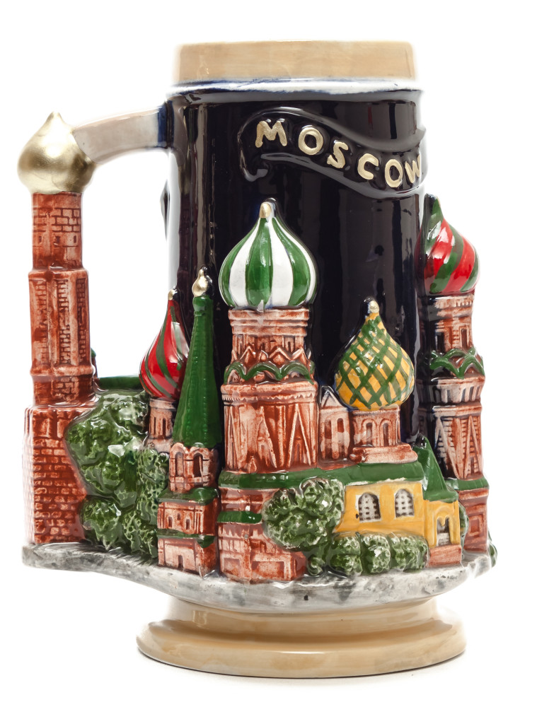 500 ml Snt Basil and Moscow Attractions Ceramic Beer Mug Height 180 mm (by Volga Pottery)