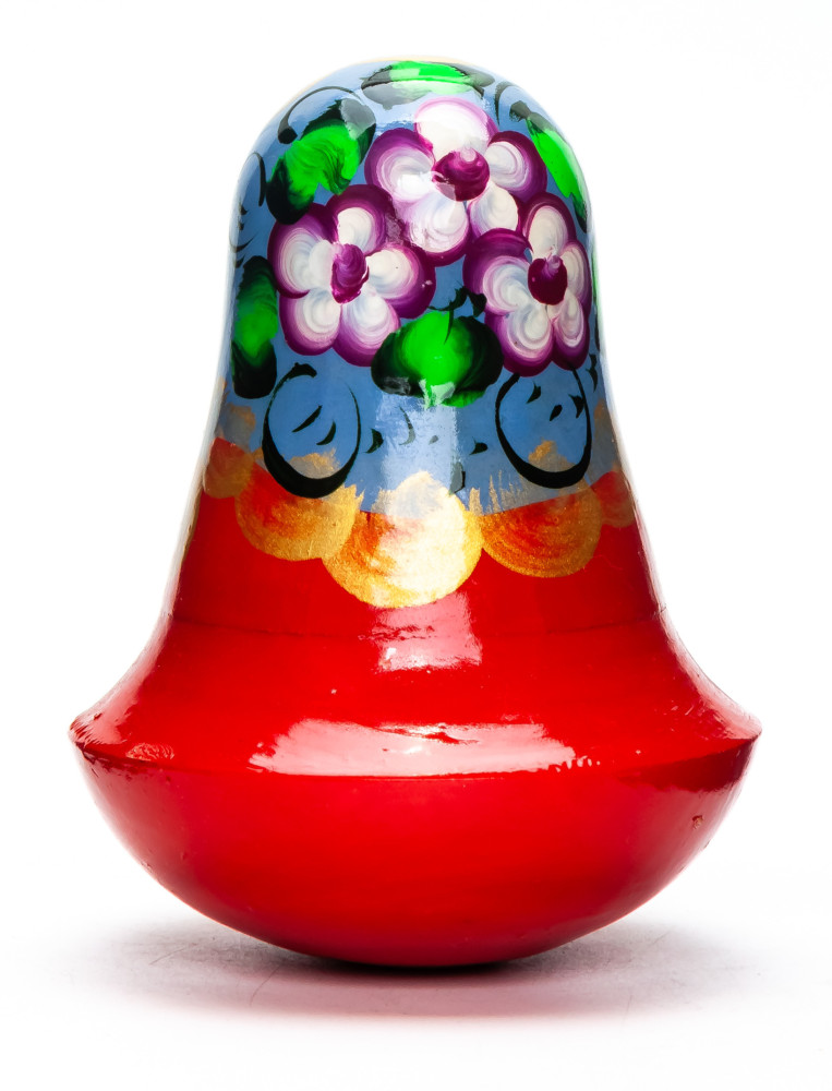 100mm Russian Doll with handpainted Flowers Roly-poly Toy