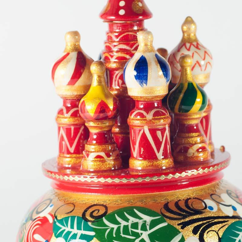 230 mm Saint Basil's Cathedral Khokhloma Art hand painted Wooden Music Box (by Nightingale Crafts)