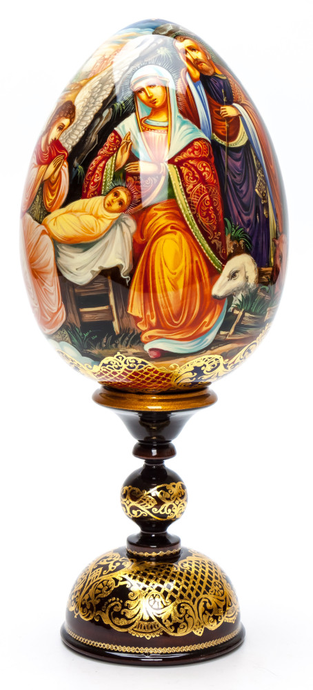 250 mm The Nativity of Jesus hand painted on wooden egg (by Hamlet Crafts)