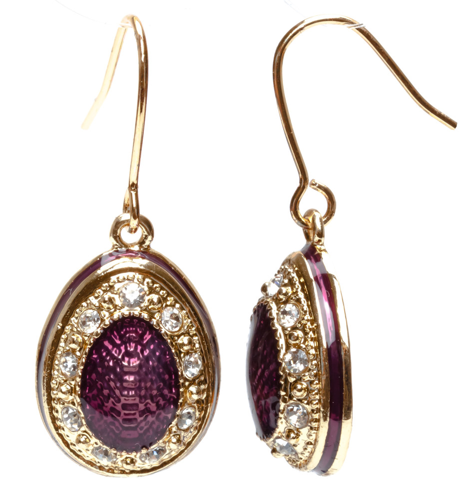 15x35 mm Violet Oval Egg Shaped Earrings