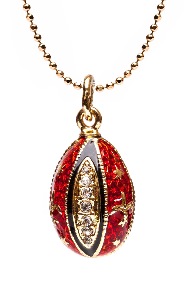 Leaf Red and Black Egg Pendant