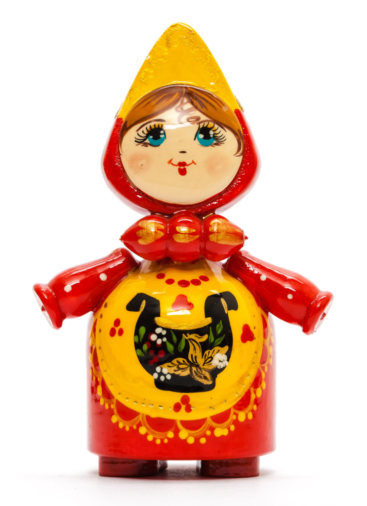 120 mm Russian Girl in Kokoshnik hand painted Wooden Doll (by Summer Shine)