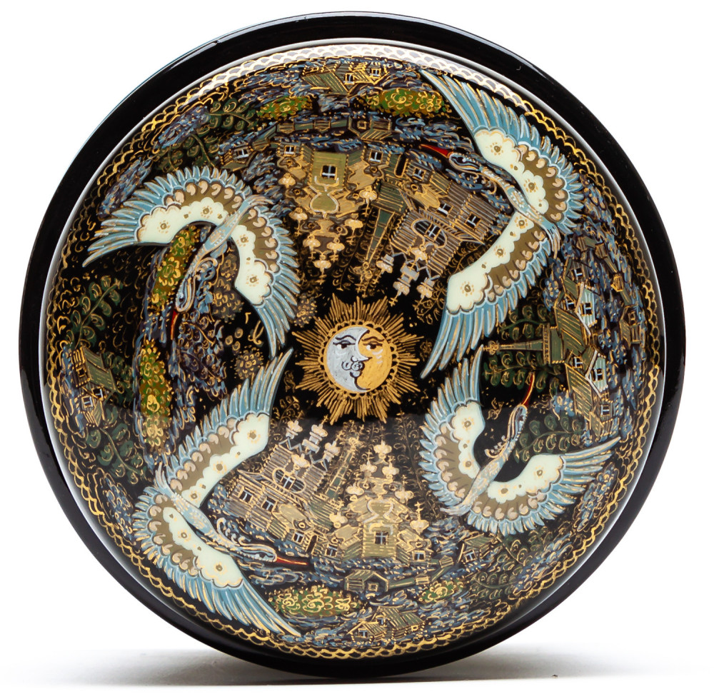 110x100mm Russian North Hand Painted Jewellery Box (by Sadko Workshop)