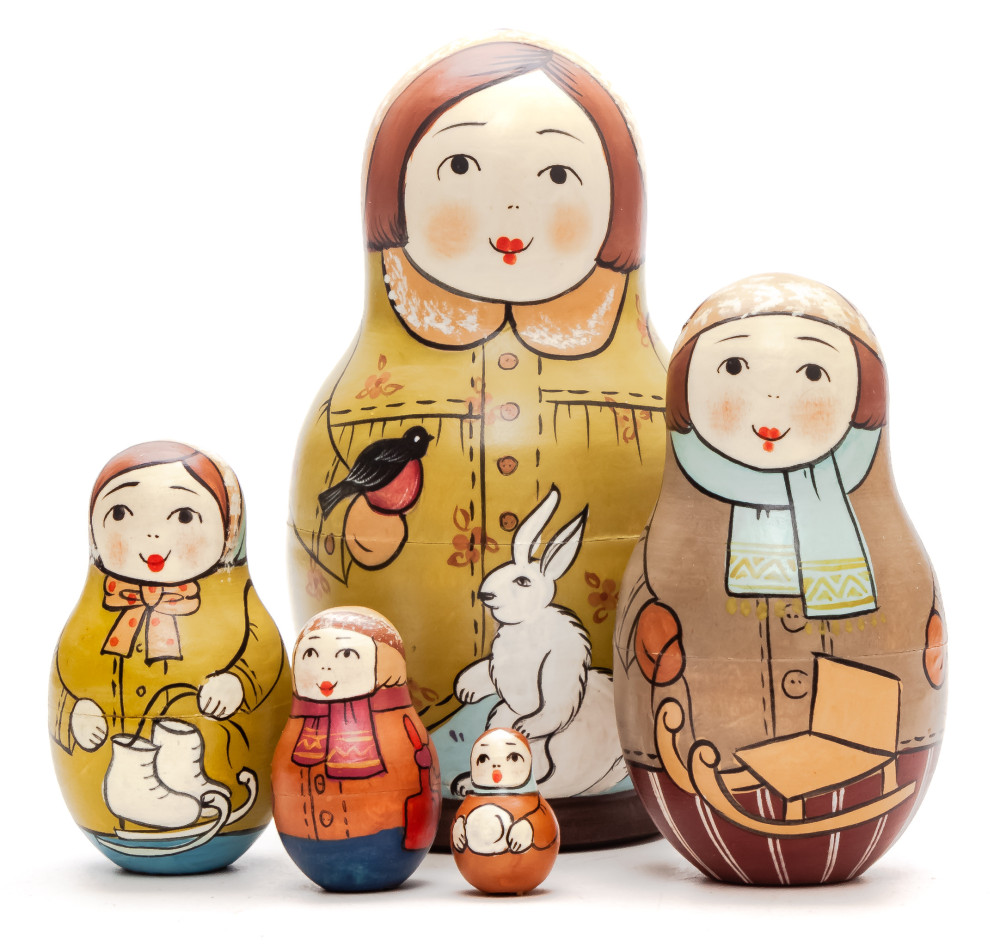 Shop Exclusive Nesting Dolls 110 mm Mistress with Hare hand painted Traditional Russian Wooden Matryoshka doll 5 pcs (by Igor Malyutin) online at Skazka.site | Eligible for fast shipping and free returns. 110 mm Mistress with Hare hand painted Traditional Russian Wooden Matryoshka doll 5 pcs (by Igor Malyutin)