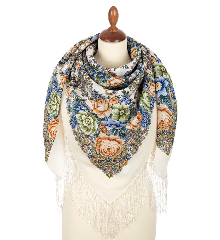 Shop Woolen Scarves with Silk Fringe 125x125 cm Платок «Любушка-голубушка» online at Skazka.site | Eligible for fast shipping and free returns. Платок «Любушка-голубушка»