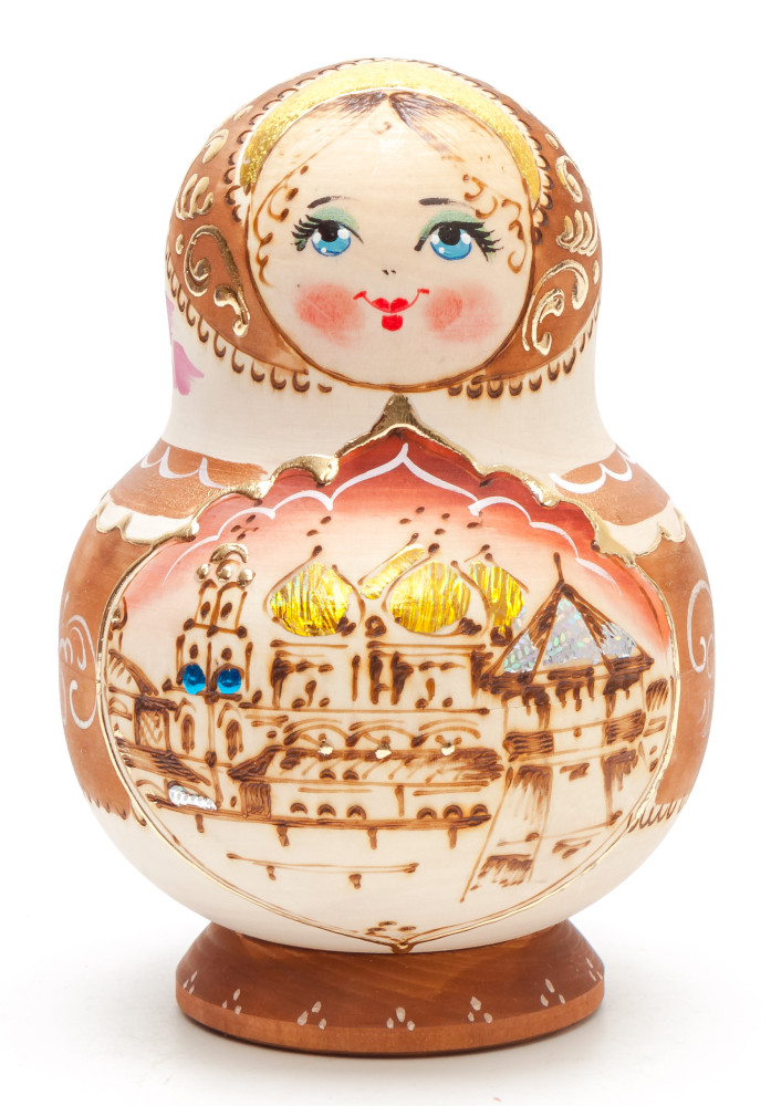Burning wood Moscow matryoshka doll 10 pcs