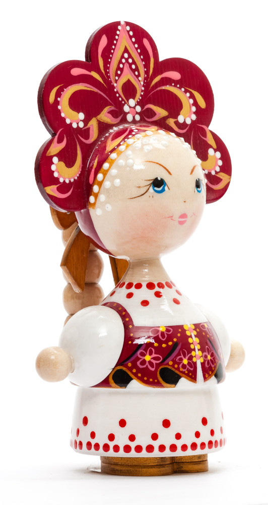 140 mm Russian Girl in Kokoshnik hand painted Wooden Doll (by Summer Shine)