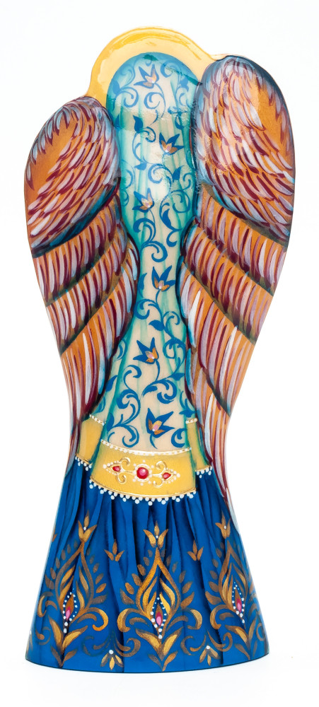 180 mm Mother Angel with Children on hand painted wooden figurine