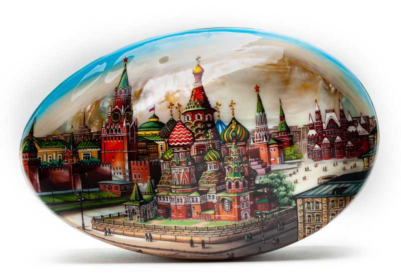 180x110mm Moscow Kremlin hand painted on pearl shell lacquered box from Fedoscino (by Mihail Studio)