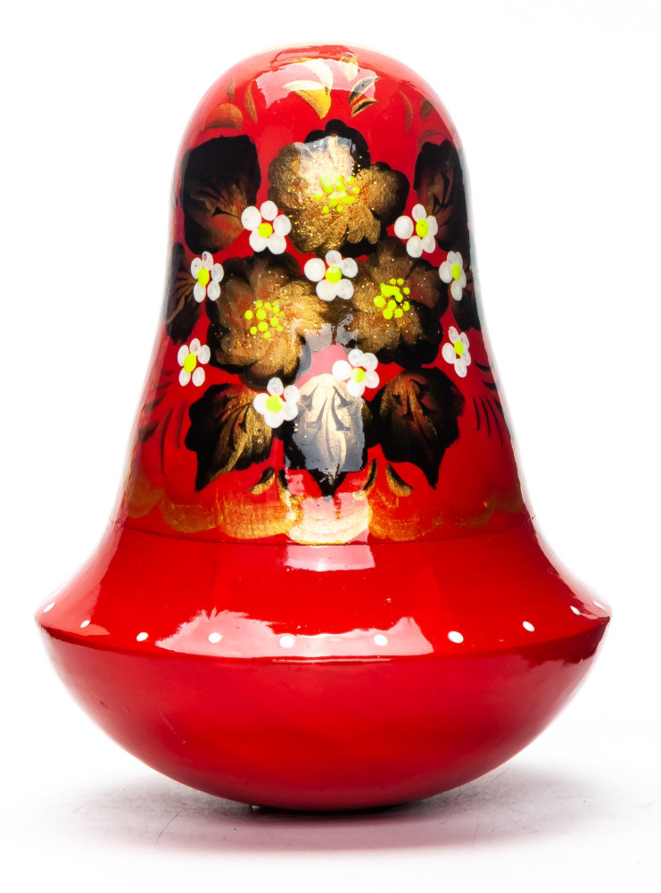 100mm Russian Doll with handpainted Flowers Roly-poly Toy