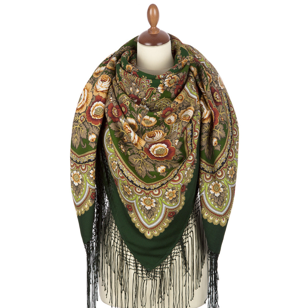 Shop Thick Woolen Fabric Shawls with Silk Fringe 148x148 cm Шаль «Посадский» online at Skazka.site | Eligible for fast shipping and free returns. Шаль «Посадский»