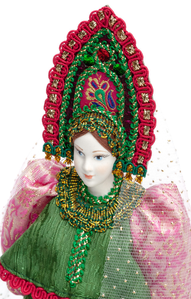 Porcelain Doll in a Russian Dress and Kokoshnik - 11 Inches (by Le Russe)