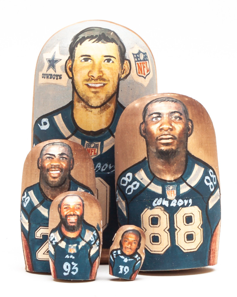 100mm Tony Romo Hand Painted Matryoshka Doll 5 pcs (by Konstantin Studio)