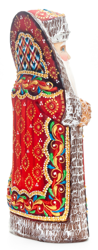220 mm Santa with a Bag handpainted Wooden Carved Statue (by Natalia Nikitina Workshop)