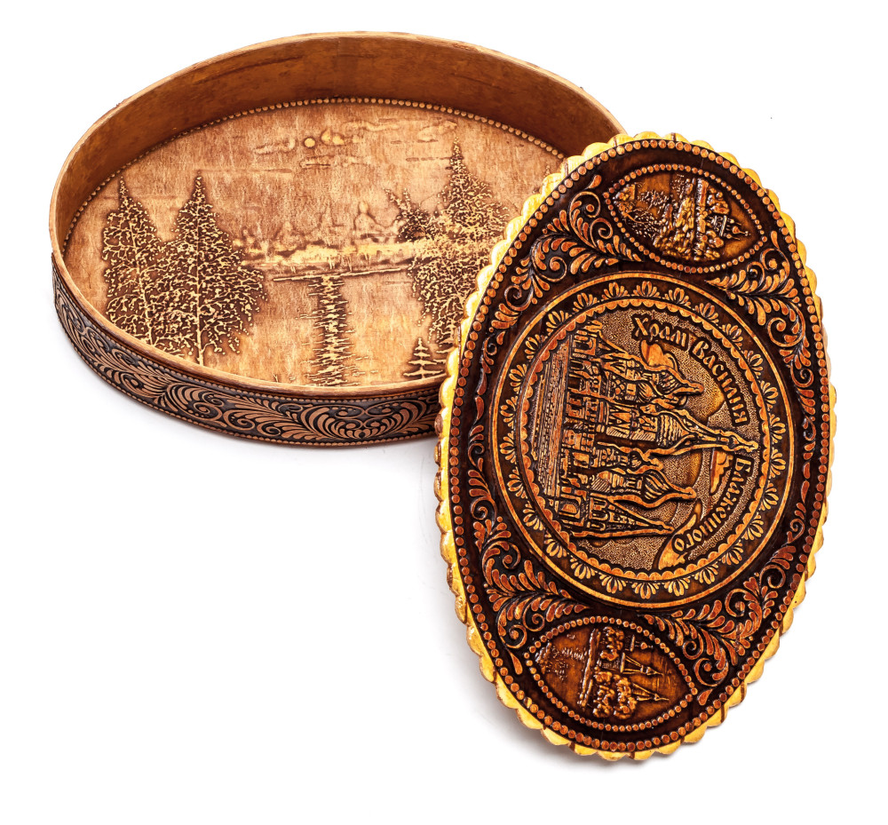 150x100 mm Saint Basil Cathedral hand made Birchbark Jewelry Box (by Maxim Birch)