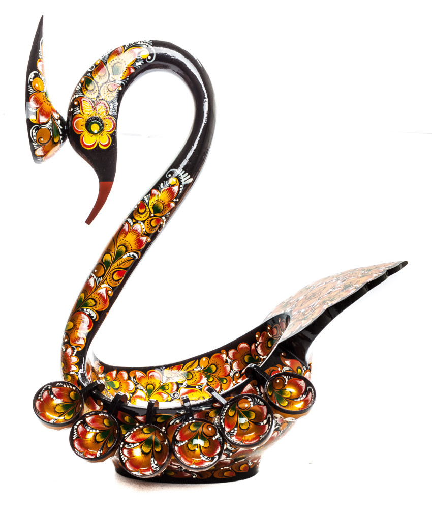 230x370mm Duck Khokhloma hand painted wooden Ladle for Wine with small Ladles