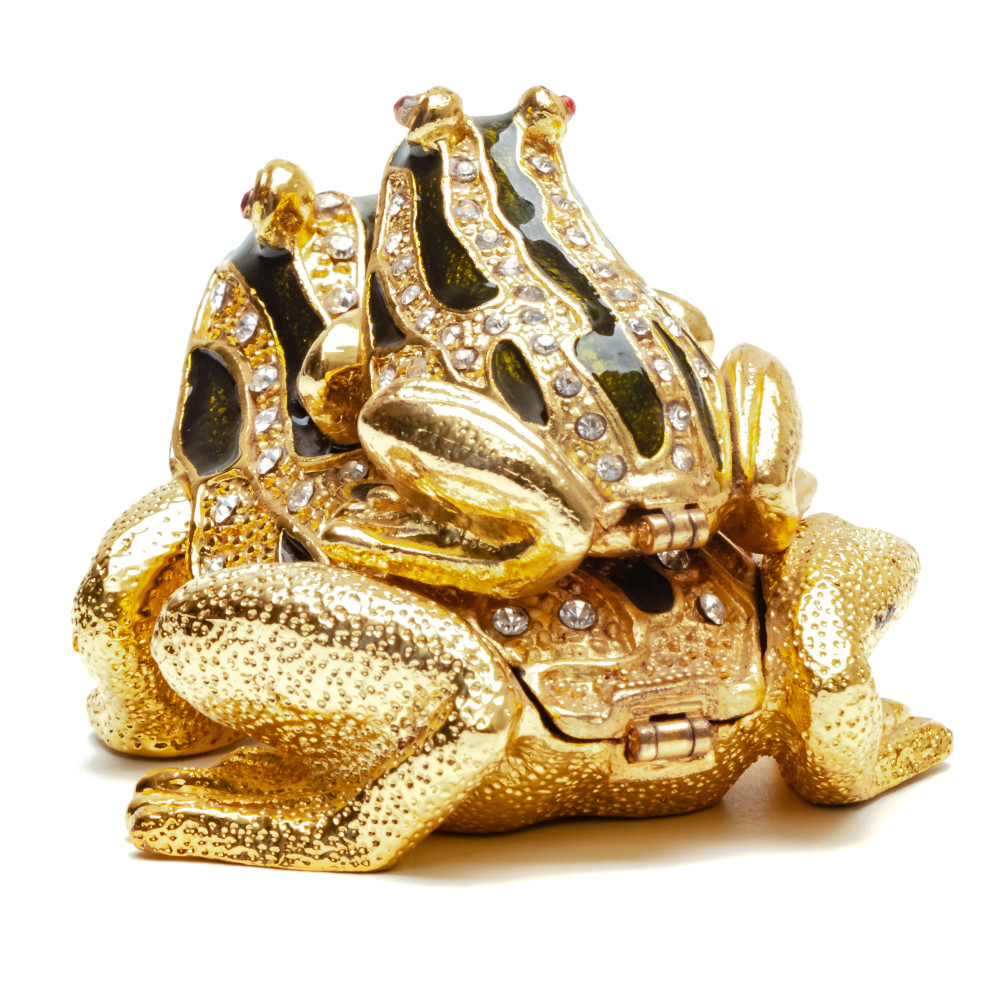 60 mm Little Frog Sitting on Mom's Back Faberge Jewelry Box