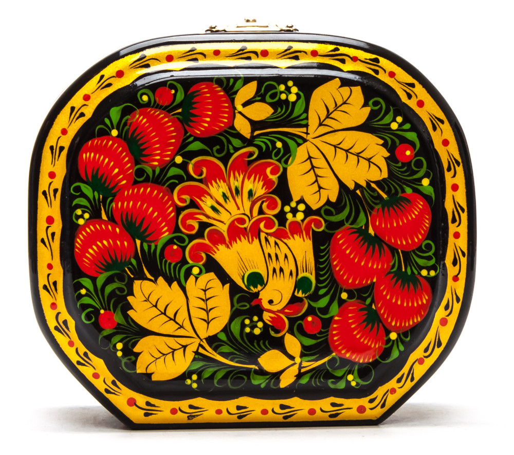 Khokhloma Painting Jewellery Wooden Box 120x100 mm