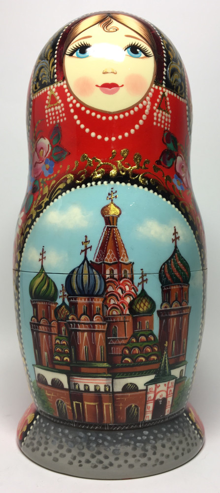 210 mm Moscow Cathedrals hand painted wooden Matryoshka doll 5 pcs (by A Studio)